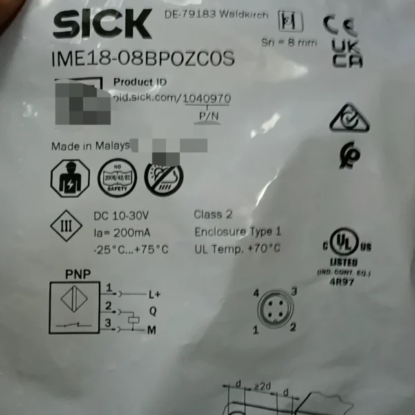 New SICK proximity switch IME18-08BPOZCOS, original from Malaysia, order number 1040970, in stock 2, need to contact!
