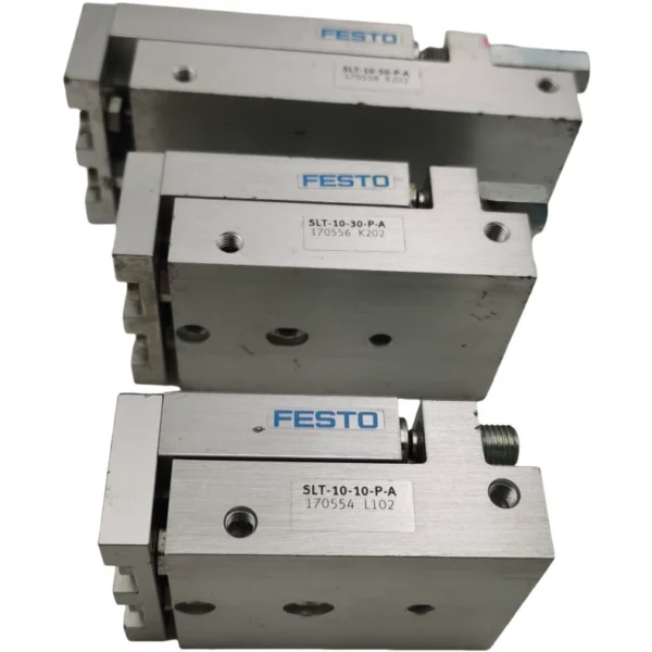 SLT-10-10-P-A 170554, SLT-10-30-P-A 170556, SLT-10-50-P-A 170558 original disassembled Festo cylinders, actual pictures, fully functional, one piece in stock each. SLT-10-10-P-A 170554 unit price 285 yuan; SLT-10-30-P-A 170556 unit price 400 yuan; SLT-10-50-P-A 170558 unit price 450 yuan.