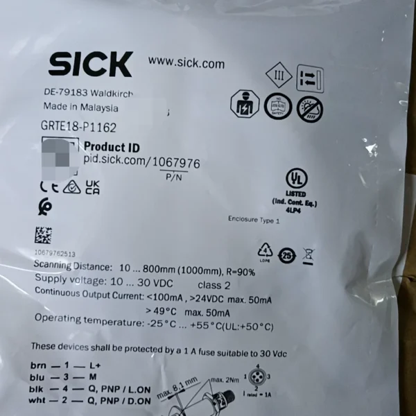 New SICK photoelectric switch GRTE18-P1162, order number 1067976, in stock 14, need to contact!