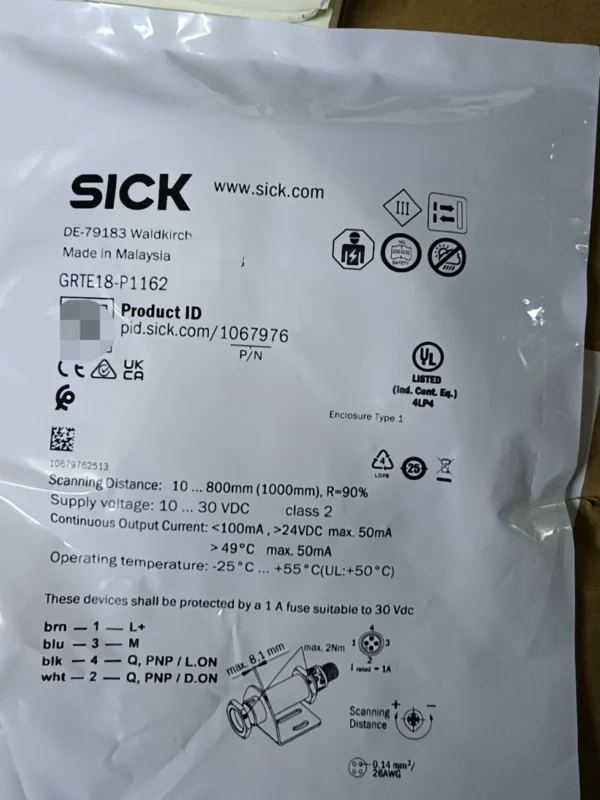 New SICK photoelectric switch GRTE18-P1162, order number 1067976, in stock 14, need to contact!