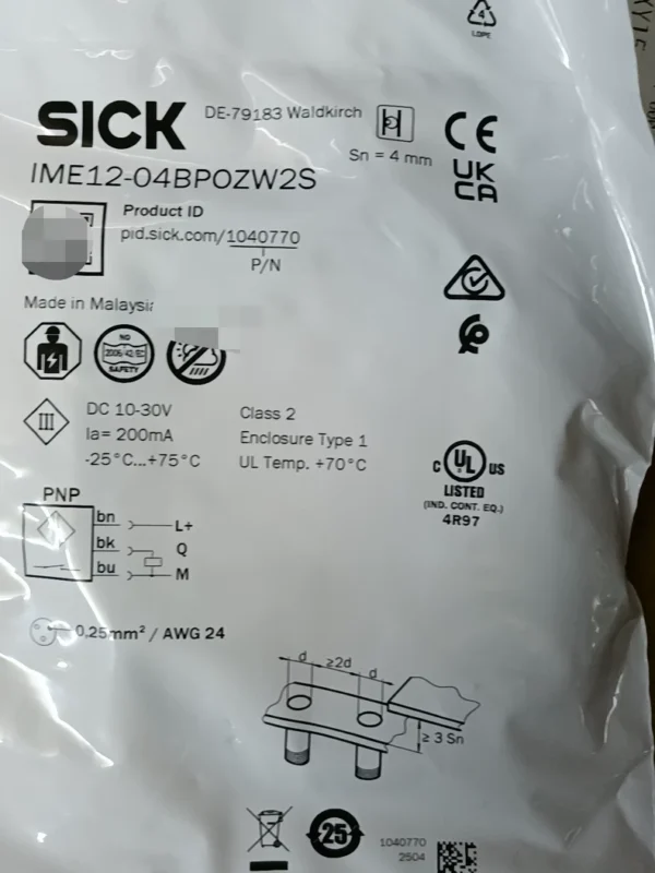 Brand new SICK IME12-04BPOZW2S proximity switch, made in Malaysia, order number 1040770, brand new original, 62 in stock, need to contact!