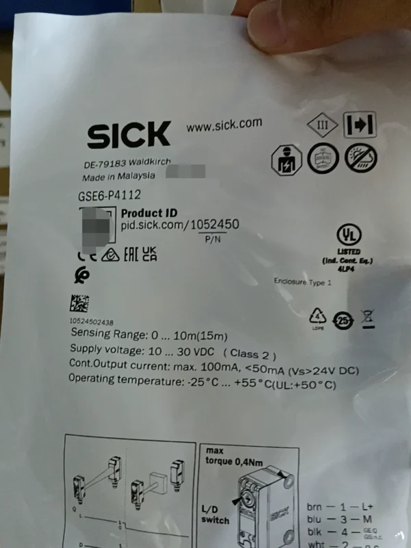 Brand new SICK GSE6-P4112 photoelectric sensor, order number 1052450, in stock 37, need to contact!