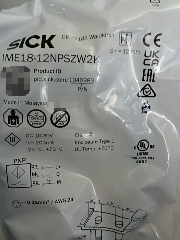 New SICK proximity switch IME18-12NPSZW2K, made in Malaysia, order number 1040983, brand new original authentic product, in stock. Need to contact!
