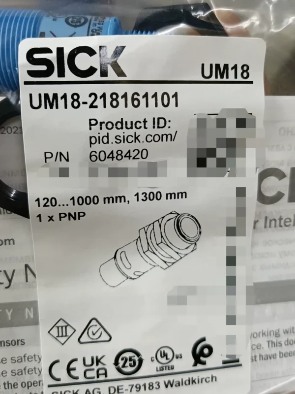 SICK Ultrasonic Sensor UM18-218161101, measuring range 120-1000mm, 1300mm, PNP output, DC10-30V, brand new original, order number 6048420, stock 26, need to contact!