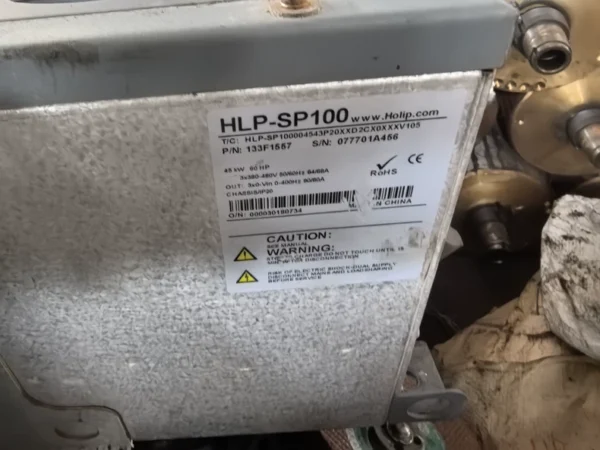 Selling three Holip inverters HLP-SP100 and HLP-SP110, two remaining. One SP110 45kW/60HP, 380V three-phase input, fully functional, disassembled equipment, condition as shown in the pictures, with slight signs of use. The machine has been tested to ensure normal operation. Selling due to equipment upgrade, quality guaranteed, real photos taken, first come first served. After purchase, please unpack and inspect in front of the courier; you can refuse to sign if there are appearance issues. Signing is deemed as confirmation of intact appearance. No returns or exchanges except for internal quality issues. Interested friends are welcome to private message, price negotiable, freight collect.