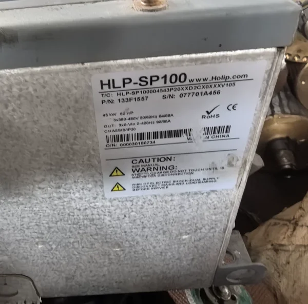 O1CN01LNwbF61gif1SNmFVr_4611686018427385552-0-fleamarket.jpg_790x10000Q90.jpg_.webp Selling three Holip inverters HLP-SP100 and HLP-SP110, two remaining. One SP110 45kW/60HP, 380V three-phase input, fully functional, disassembled equipment, condition as shown in the pictures, with slight signs of use. The machine has been tested to ensure normal operation. Selling due to equipment upgrade, quality guaranteed, real photos taken, first come first served. After purchase, please unpack and inspect in front of the courier; you can refuse to sign if there are appearance issues. Signing is deemed as confirmation of intact appearance. No returns or exchanges except for internal quality issues. Interested friends are welcome to private message, price negotiable, freight collect.