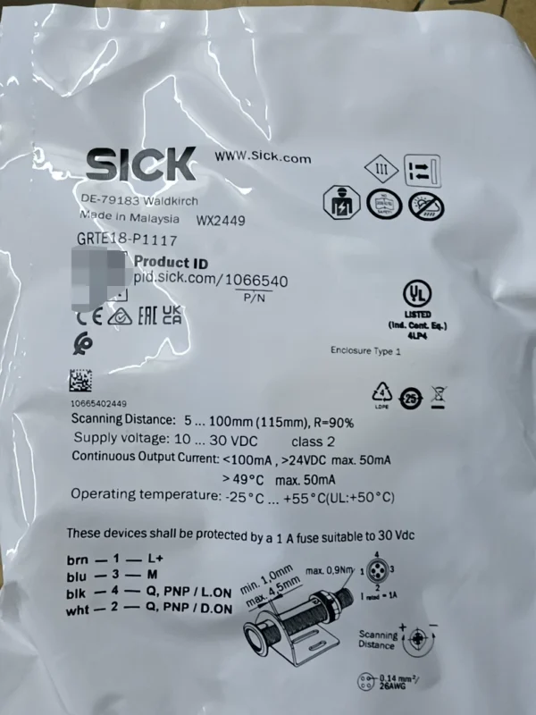 SICK photoelectric sensor GRTE18-P1117, Made in Malaysia, Order No. 1066540, brand new genuine product, in stock 12, need to contact!