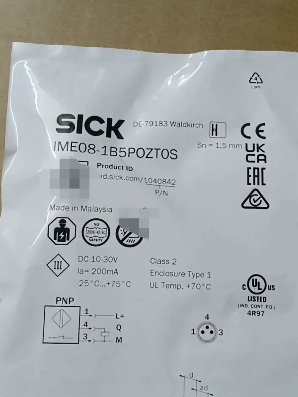 Brand new original Germany SICK IME08-1B5POZTOS proximity switch, order number 1040842, in stock 7, need to contact!