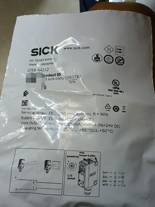 New SICK GTE6-N4212 photoelectric sensor, order number 1051782, made in Malaysia, 15 in stock, need to contact!