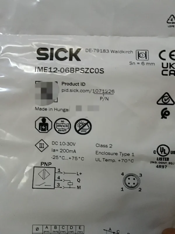 SICK proximity switch IME12-06BPSZC0S, made in Hungary, order number 1071226, brand new original authentic product, stock available 11, need to contact!