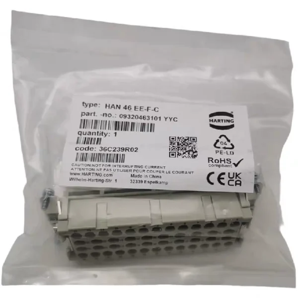 179 pieces of HAN 46 EE-F-C 09320463101 YYC brand new original HARTING 46-pin connectors, only genuine products, in stock, in stock
