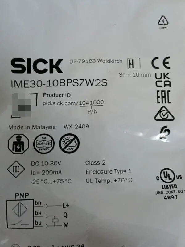 O1CN01f5Frgb2CT9L3Oo1Wg_4611686018427382250-0-fleamarket.jpg_790x10000Q90.jpg_.webp SICK IME30-10BPSZW2S Proximity Switch, Made in Malaysia, Order Number 1041000, In Stock, 69, Need to Contact!