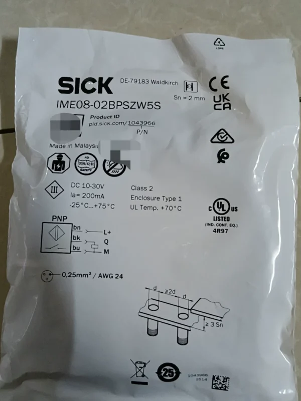SICK proximity switch IME08-02BPSZW5S, made in Malaysia, order number 1043966, in stock 1, need to contact!