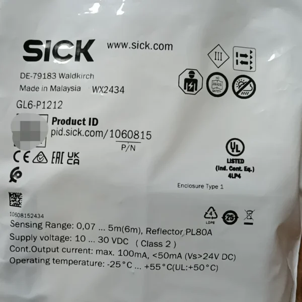 SICK photoelectric sensor GL6-P1212, Made in Malaysia, brand new original, order number 1060815, 88 in stock, need to contact!