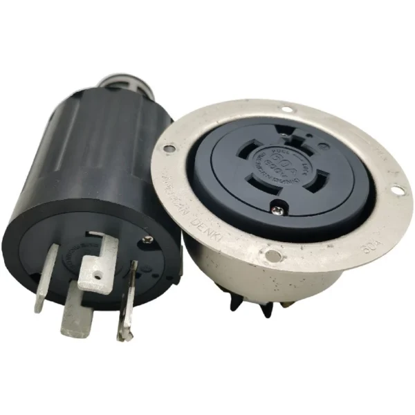 4666 4662R 3P 60A 600V Brand new original AMERICAN DENKI motor plug and socket. In stock: 11 pcs of 4666 sockets, unit price 600 yuan; 1 pc of 4662R plug, unit price 650 yuan