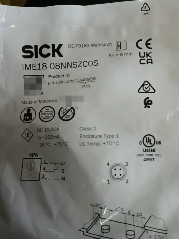 New SICK proximity switch IME18-08NNSZCOS, order number 1040958, original Malaysia, stock 69, need to contact!