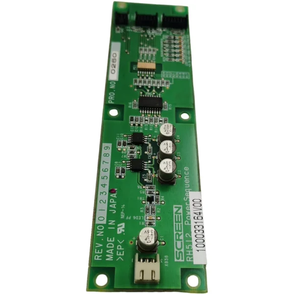 100033164V00 SCREEN Original RH512 0260 Power Sequence Board, Made in Japan, 90% New (Used). The board is intact, functions normally, and has complete interfaces. Suitable for SCREEN equipment maintenance and replacement.