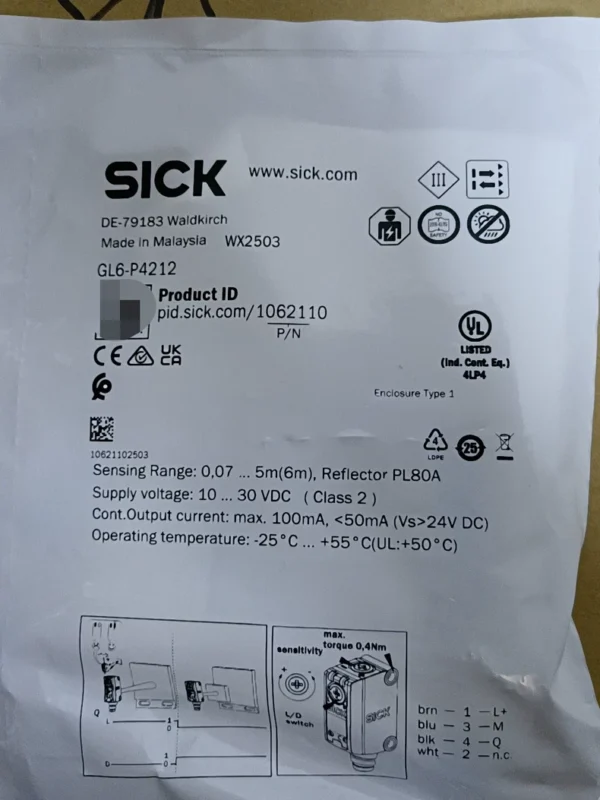 New SICK photoelectric sensor GL6-P4212, order number 1062110, in stock 2, need to contact!