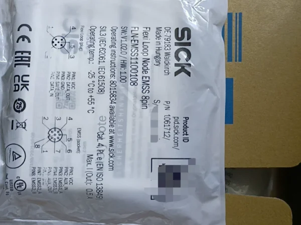 SICK Flexi Loop Safety Sensor EMSS 8pin, Model FLN-EMSS1100108, Made in Hungary, Order Number 1061712, Brand New Original Authentic Product, In Stock 4, Need to Contact!