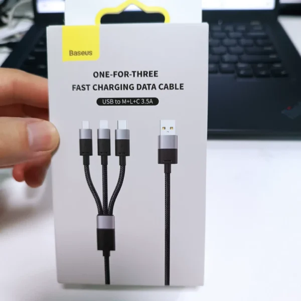 O1CN010qlGB22APp7jk4cQe_0-fleamarket.jpg_790x10000Q90.jpg_.webp Baseus 3-in-1 Data Cable One-to-Three Multi-Head Car Fast Charge 3A for Apple Huawei Type-C Charging Cable FLUKE Customized Version