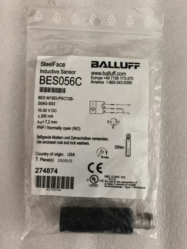 New Original BALLUFF BES056C BES M18EI-PSC72B-S04G-S03 Sensor Model: BES M18EI-PSC72B-S04G-S03 Voltage: 10-30 V DC Current: ≤200 mA Detection Distance: 7.2 mm PNPNO Output Made in USA, Brand New and Unopened! Genuine BALLUFF, Quality Guaranteed! This sensor is suitable for various industrial automation equipment with stable and reliable performance. Inspection is supported, interested friends are welcome to private message for consultation~