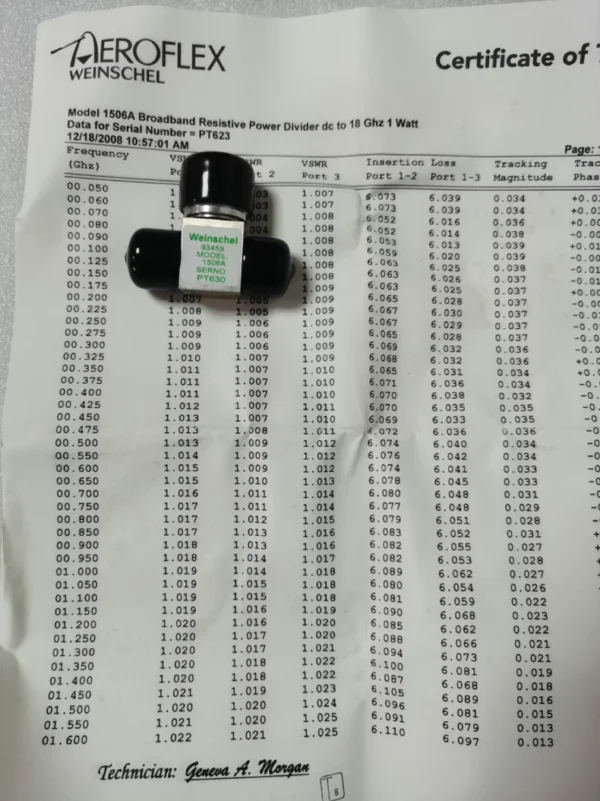 Brand New Original Weinschel 1506A DC-18GHz N-Type 1W RF Microwave 1-to-2 Power Splitter