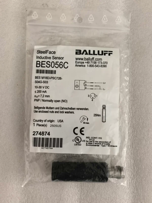 New Original BALLUFF BES056C BES M18EI-PSC72B-S04G-S03 Sensor Model: BES M18EI-PSC72B-S04G-S03 Voltage: 10-30 V DC Current: ≤200 mA Detection Distance: 7.2 mm PNPNO Output Made in USA, Brand New and Unopened! Genuine BALLUFF, Quality Guaranteed! This sensor is suitable for various industrial automation equipment with stable and reliable performance. Inspection is supported, interested friends are welcome to private message for consultation~