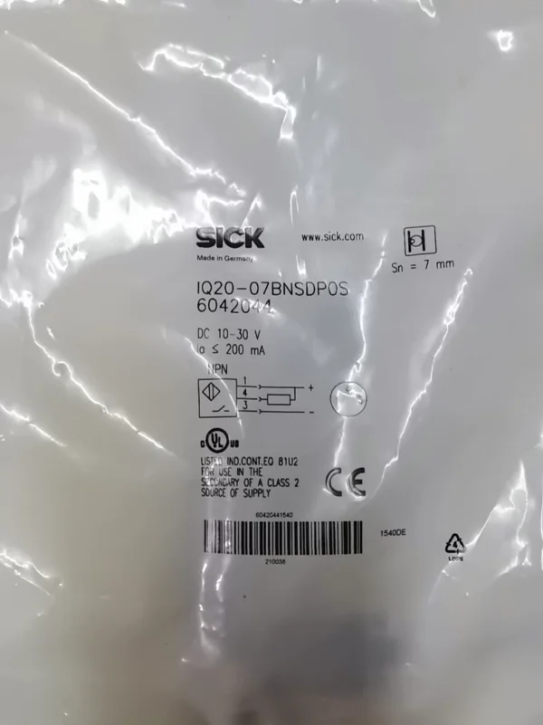 Brand new original genuine SICK IQ20-07BNSDP0S 6042044, large stock available! Made in Germany, quality guaranteed. DC 10-30 V, ≤200 mA, suitable for Class 2 sources. Safe and reliable, UL certified. Brand new unused, packaging intact. Friends in need can contact me at any time, price is negotiable~ Honest transaction, reliable work, problems guaranteed to be solved. Not the actual price, interested in private chat for negotiation
