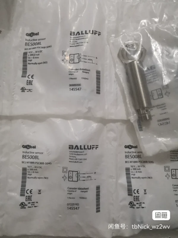 O1CN01DLmq1i1nnQ7jMVpfh_0-fleamarket.jpg_790x10000Q90.jpg_.webp Brand new original BALLUFF BES008L BES M18MI-PSC80B-S04G proximity switch, made in Germany, quality guaranteed. 10 V ... 30 V DC, PNP, Normally Open (NO), sensitivity 8 mm. Reason for selling: idle disposal, brand new and unused. After-sales policy: ten times compensation for fake products, support inspection. Interested friends can private message me, price is negotiable~