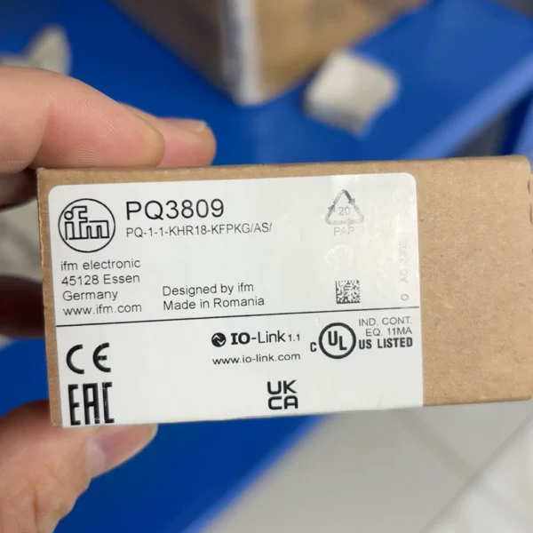 IFM Sensor PQ3809 IO-Link 1.1 Communication Protocol German Design Romanian Manufacturing with CE and UL Certifications Brand New Original Authenticity as Shown in the Picture