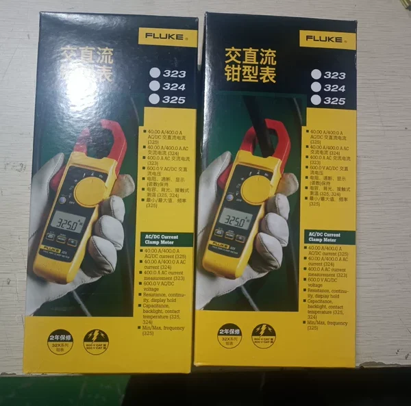 FLUKE 323 Clamp Meter with 2024 Latest Production Date, Large Stock Available Supporting 400A AC Current Measurement, 600V AC/DC Voltage Measurement, and Backlight Display~