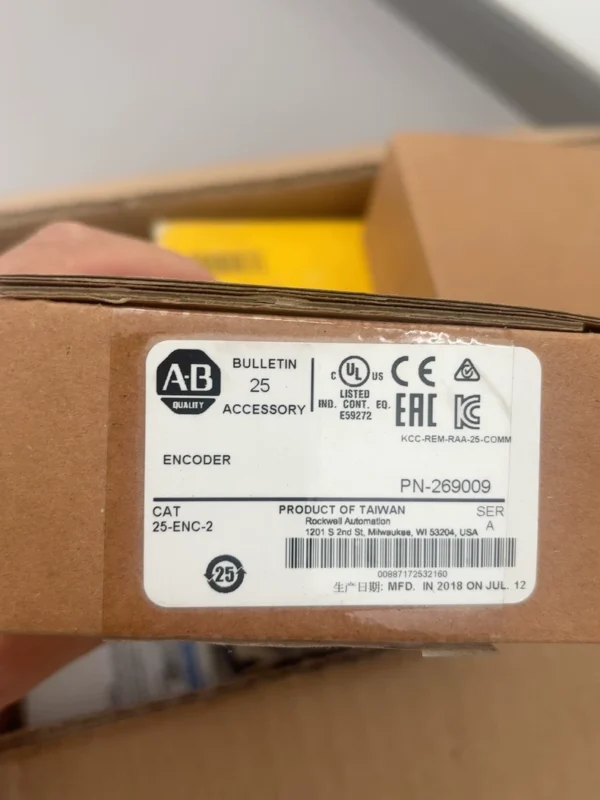 AB encoder 25-ENC-2, made in Taiwan, production date July 2018, model PN-269009, brand new original, physical object as shown in the picture