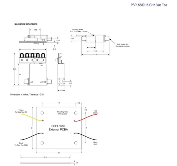 Tektronix PSPL5580 10KHz-15GHz 50V 2A RF Bias TeeTektronix 5580-128 10KHz-15GHz 50V 2A RF Bias Tee