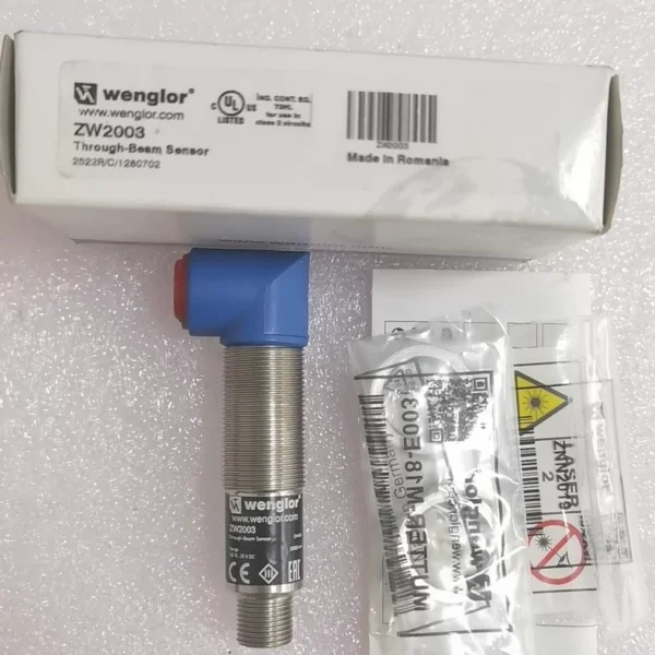 Brand new original wenglor ZW2003 through-beam photoelectric sensor, manufactured in Romania, with original packaging box and complete accessories. Model ZW2003, M18 interface. Actual product photos, brand new and unopened, inspection supported. Welcome to inquire. Not the actual price, please private message to negotiate if interested.