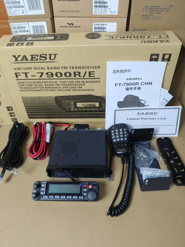 Yaesu 7900R High Power UV Dual Band Walkie Talkie Mobile Radio Separate Installation Vehicle Radio Off-road Truck Ship Promotion Price Yaesu FT-7900R Mobile Radio UV Dual Band 50W High Power Brand New, Full Set, Dual Band Yaesu 7900R Vehicle Radio, Power 50W, Brand New Domestic, UV Dual Band, Frequency Range V Band 136-174, U Band 400-470. Supports panel separation and manual frequency modulation. The entire radio set includes: main unit, hand microphone, bracket, power extension cable, hardware accessories, panel extension cable, panel bracket, instruction manual, packaging box. Category: Radio Intercom Equipment | Brand: Yaesu | Condition: Brand New Shipped from Fujian Wholesale Price