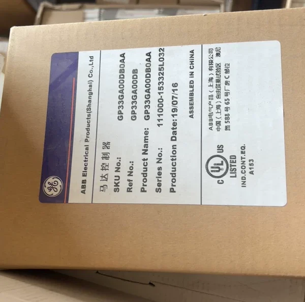 O1CN01fyZ9Y91FZVUpSWiN2_4611686018427386165-0-fleamarket.jpg_790x10000Q90.jpg_.webp Brand new ABB motor controller GP33GA00DB0AA, original genuine product with packaging. Model GP33GA00DB, production date 190716, made in China. Suitable for industrial power distribution systems, with CCC and UL certifications. One unit in stock, price negotiable, local self-pickup, free shipping for remote areas. Bosses in need are welcome to private message for consultation.