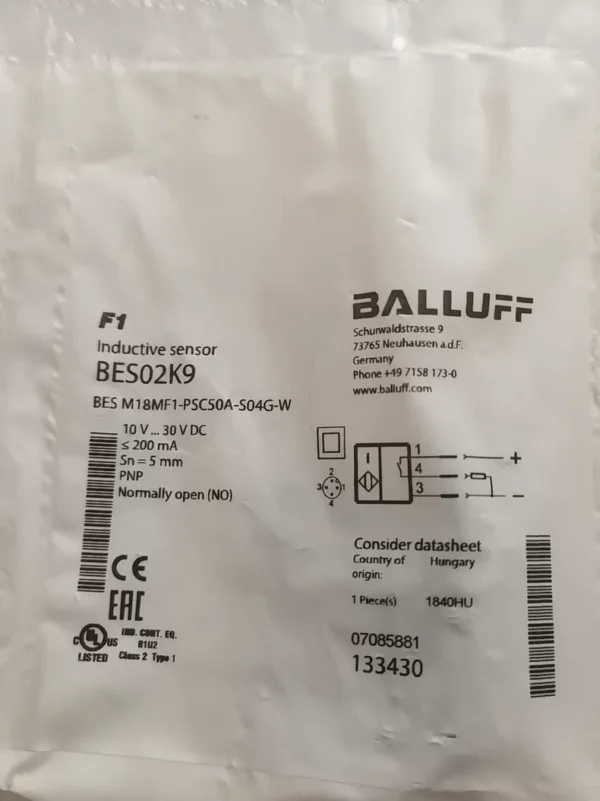 Brand new original BALLUFF BES02K9 BES M18MF1-PSC50A-S04G-W Not the actual price, please private message to negotiate if interested