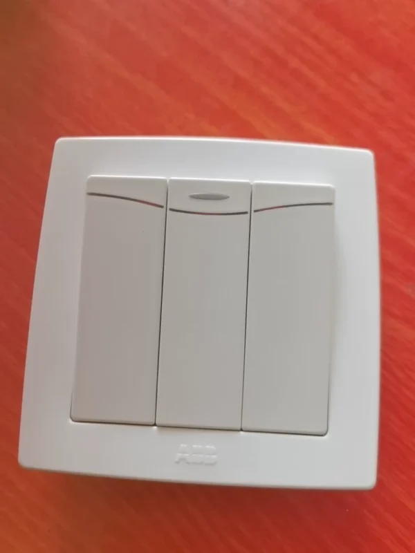 New ABB Deyun Series 3-Gang Single Pole White 10AX 432 pcs3-Gang Single Pole White 16AX 240 pcs3-Gang Single Pole Silver 10AX 60 pcs3-Gang Single Pole Silver 16AX 120 pcs4-Gang Single Pole White 16AX 10 pcs4-Gang Single Pole Silver 16AX 140 pcs1-Gang Single Pole White 10AX 260 pcs1-Gang Single Pole White 16AX 206 pcs1-Gang Double Pole White 16AX 30 pcs1-Gang Double Pole Silver 10AX 64 pcs