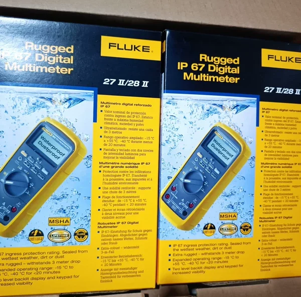 FLUKE 28-2 Digital Multimeter Brand New with Large Stock, 2023 Latest Date IP67 Waterproof and Dustproof Digital Multimeter, Usable in Harsh Environmental Conditions, Passes 3-Meter Drop Test Maximum Display 19999 (4.5 Digits), DC Voltage Accuracy up to 0.05% Keys with Backlight Illumination, Clearly Visible in Dim Light Conditions, and Keys with Fluorescent Function, in Dark Nights, Even When the Multimeter is Not Powered On, the Keys Can Be Clearly Seen Can Withstand Dangerous 8000V Peak Voltage Caused by Load Switching and Faults in Industrial Circuits, Complies with IEC and AISN Electrical Safety Standards Second Edition, Passes MSHA Certification Orders Placed Before 5 PM Will Be Shipped the Same Day