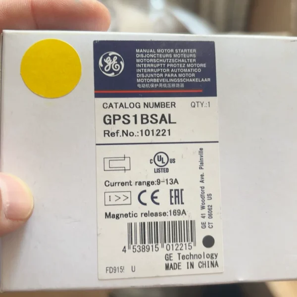 New GE Motor Protector GPS1BSAL, Current Range 9-13A, Magnetic Release 169A. Original Authentic Product with Original Factory Packaging, Suitable for Motor Protection. UL Certified, Made in China. Inspection Supported, Local Self-Pickup, Free Shipping for Remote Areas. Price Negotiable, Welcome to Inquire.