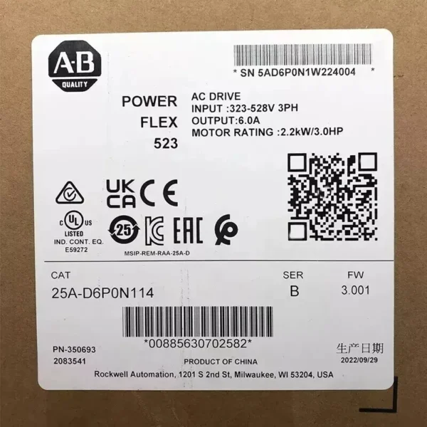 Allen-Bradley AC Drive 25A-D6P0N114
