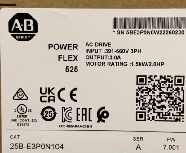 Allen Bradley 25B-E3P0N104 PowerFlex 525 AC Drive