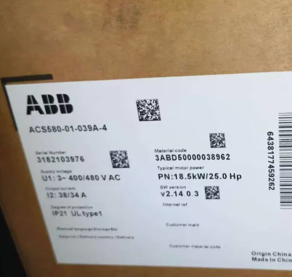 ABB ACS580-01-039A-4 inverter